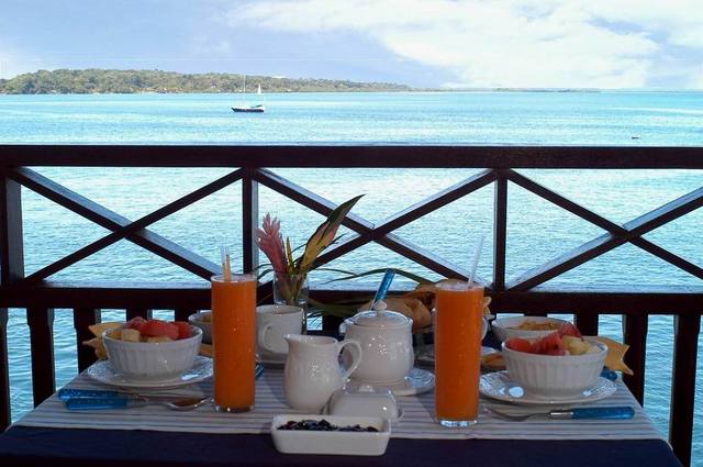 Desayuno en la terraza de la habitación